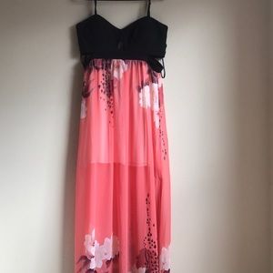 Chiffon pink floral maxi dress